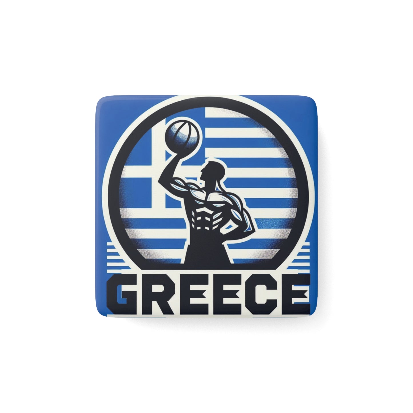 Flag Village Greece Flag Sporting Porcelain Magnet, Square GRC0005