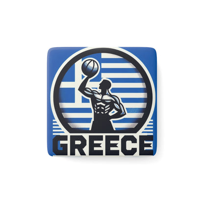 Flag Village Greece Flag Sporting Porcelain Magnet, Square GRC0005