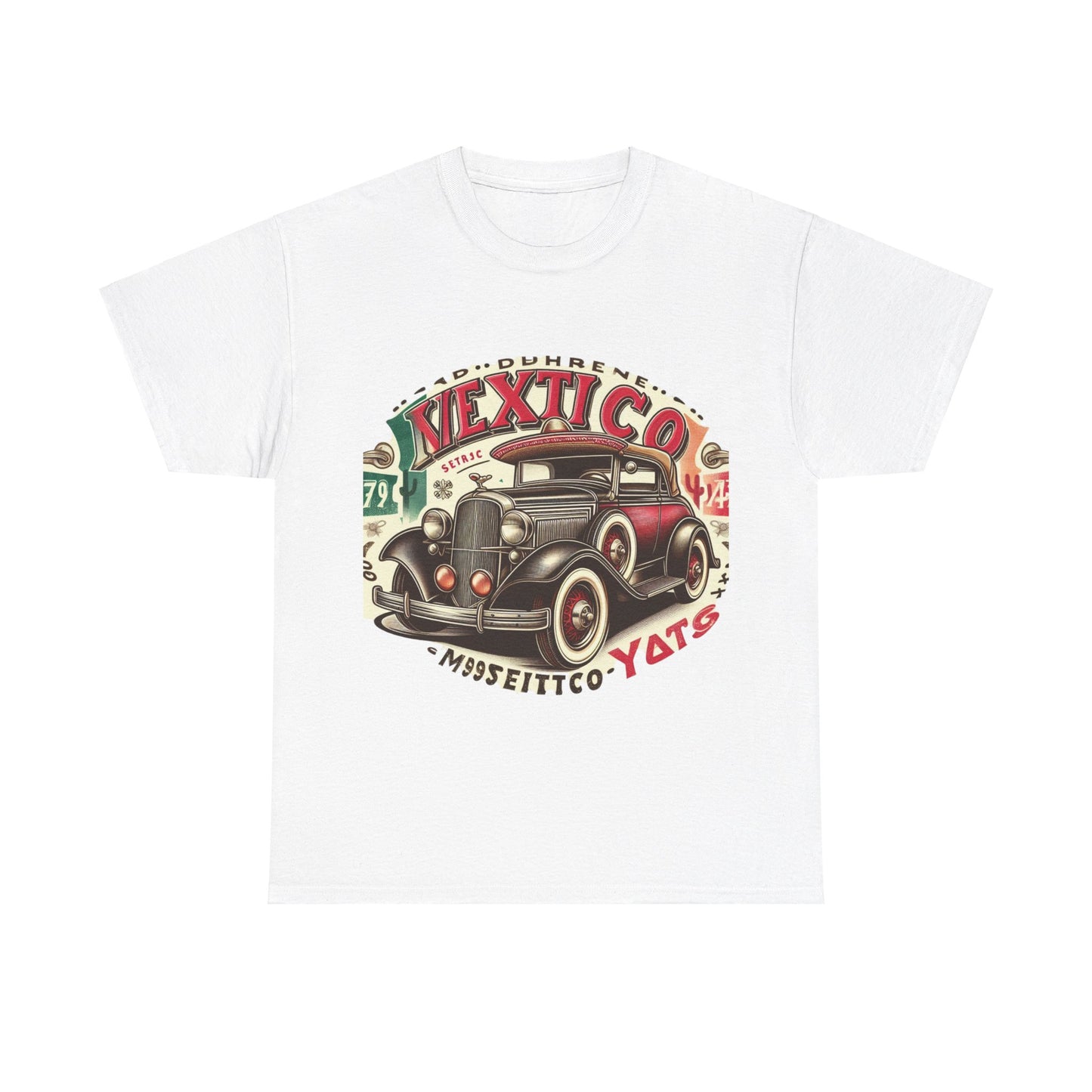 Flag Village Mexico Vintage Car Flag T-SHIRT Heavy Cotton Tee MEX0003