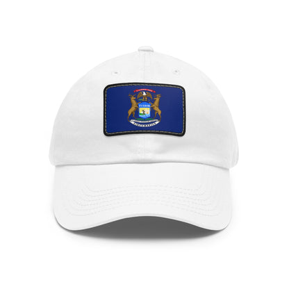 Flag Village USA Michigan State Flag Hat Cap with Leather Patch