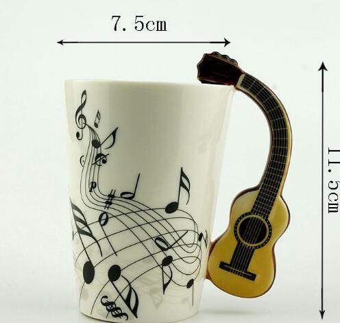 Flag Village Creative Music Violin Style Guitar Ceramic Mug Coffee Tea Milk Stave Cups With Handle Coffee Mug Novelty Gifts