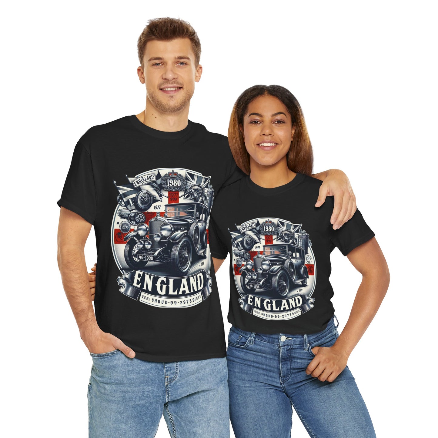 Flag Village UK Vintage Car Flag T-SHIRT Heavy Cotton Tee UK0015