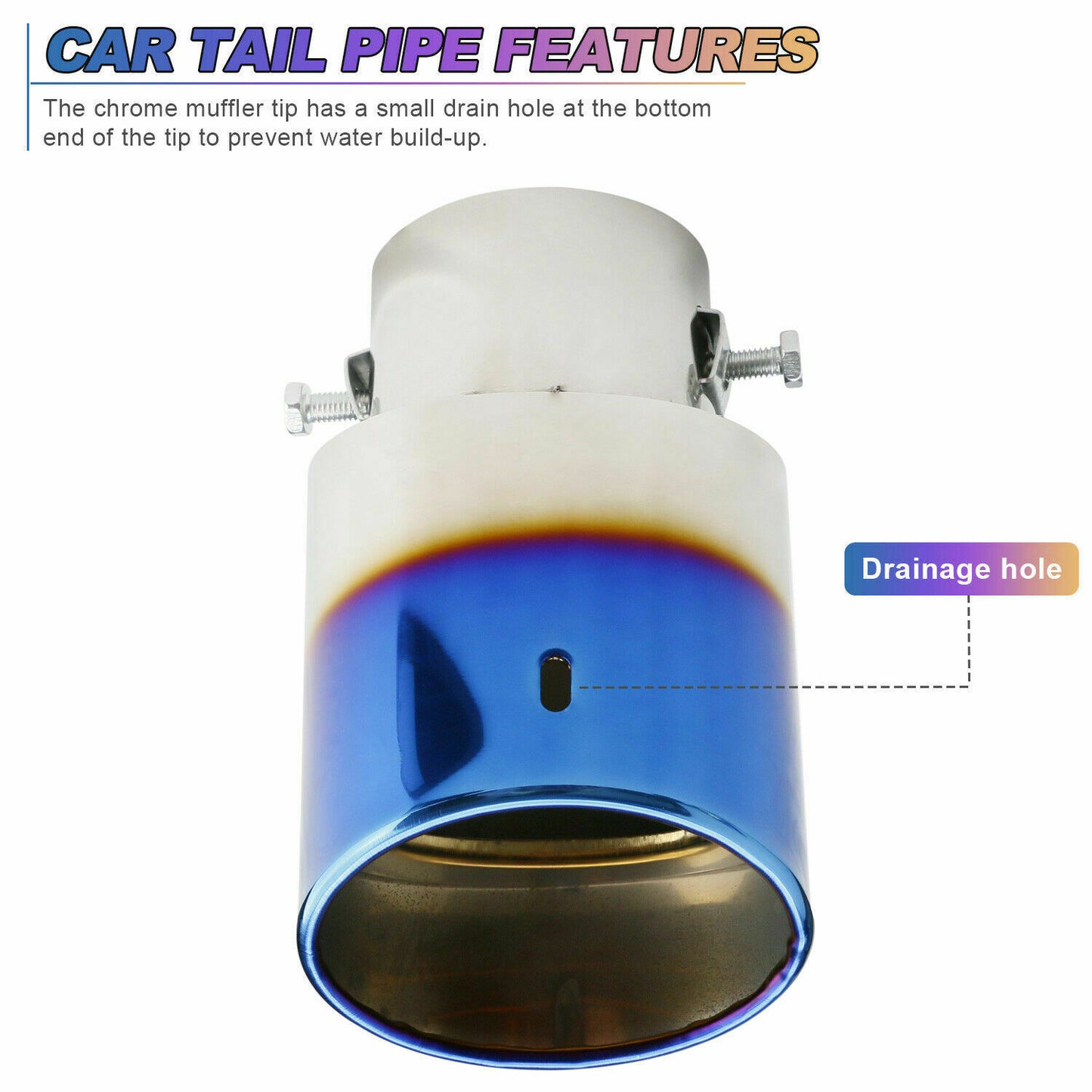 Flag Village Auto Tools Car Exhaust Pipe Tip Rear Tail Throat Muffler Stainless Steel Round Accessories