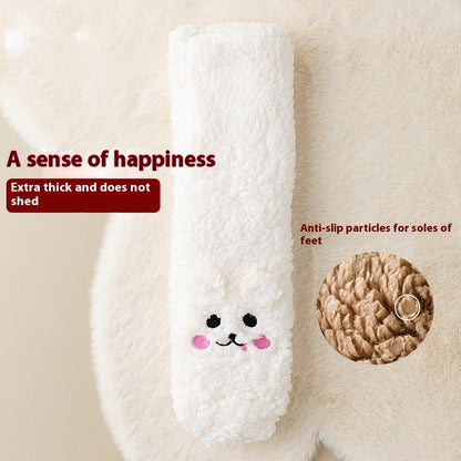 Flag Village Winter Floor Socks Velvet Thicken Warm Coral Velvet Cute Socks Japanese-style Home Footwear Non-slip Socks New Year Gifts Winter Gadgets