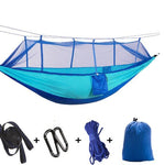 Flag Village Outdoor Parachute Cloth Hammock Couble with Mosquito Net Light Portable Army Green Insect-proof Camping Aerial Tent