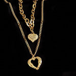 Flag Village Titanium Steel Angel Wings Love Necklace Irregular Folds 2 Heart Love Necklace For Women Charm Party Accessories High-quality Fashion Jewelry Pendant Gifts