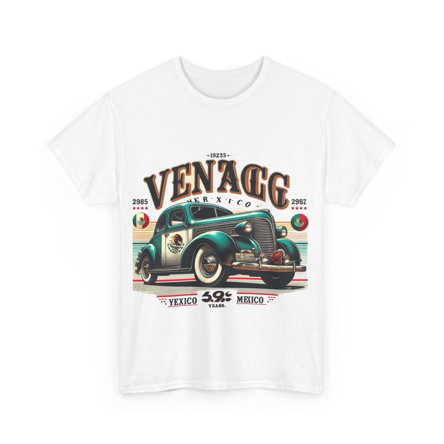 Flag Village Mexico Vintage Car Flag T-SHIRT Heavy Cotton Tee MEX0004