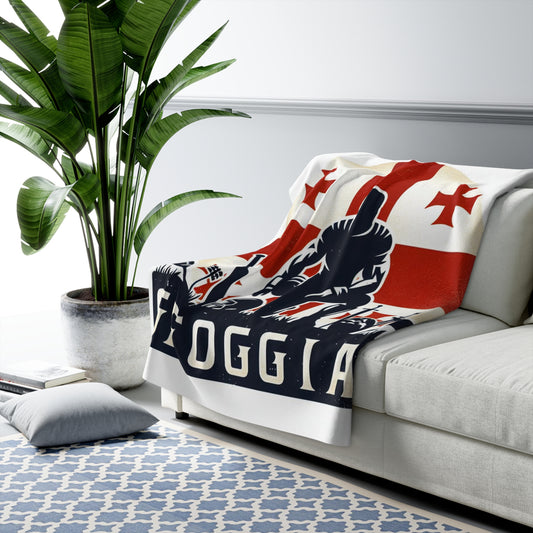 Flag Village Georgia Sporting Flag Sherpa Fleece Blanket GEO0004