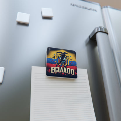Flag Village Ecuador Flag Sporting Porcelain Magnet, Square ECU0003