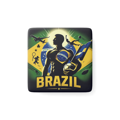 Flag Village BRAZIL Flag Sporting Porcelain Magnet, Square BRA0012