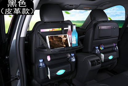 Flag Village Auto Tools Universal Multifunctional Car Seat Bag with Foldable Table PU Leather Multi-pocket