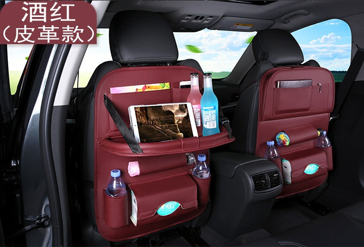 Flag Village Auto Tools Universal Multifunctional Car Seat Bag with Foldable Table PU Leather Multi-pocket