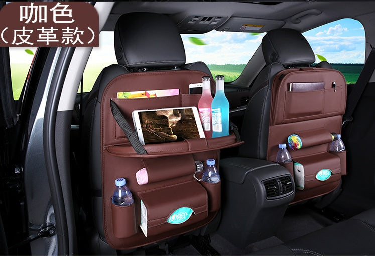 Flag Village Auto Tools Universal Multifunctional Car Seat Bag with Foldable Table PU Leather Multi-pocket