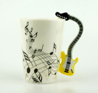 Flag Village Creative Music Violin Style Guitar Ceramic Mug Coffee Tea Milk Stave Cups With Handle Coffee Mug Novelty Gifts