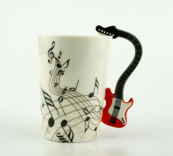 Flag Village Creative Music Violin Style Guitar Ceramic Mug Coffee Tea Milk Stave Cups With Handle Coffee Mug Novelty Gifts