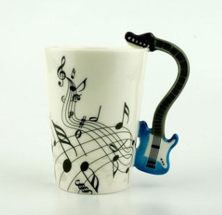 Flag Village Creative Music Violin Style Guitar Ceramic Mug Coffee Tea Milk Stave Cups With Handle Coffee Mug Novelty Gifts