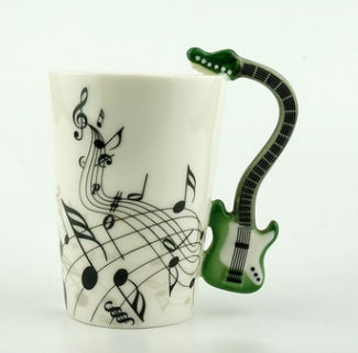 Flag Village Creative Music Violin Style Guitar Ceramic Mug Coffee Tea Milk Stave Cups With Handle Coffee Mug Novelty Gifts