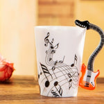 Flag Village Creative Music Violin Style Guitar Ceramic Mug Coffee Tea Milk Stave Cups With Handle Coffee Mug Novelty Gifts