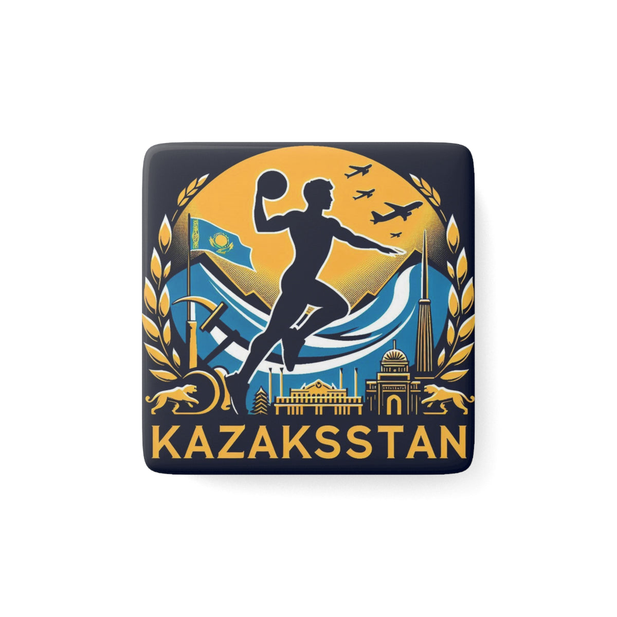 Flag Village Kazakhstan National Flag Magnet 2"x2"