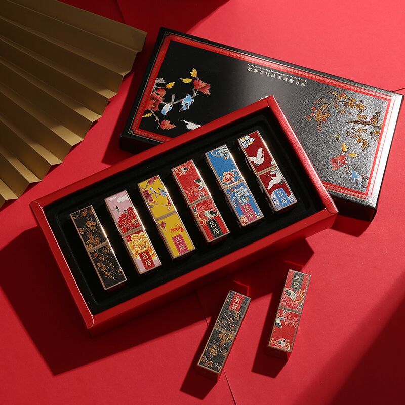 Flag Village Carved Lipstick Gift Box Forbidden City Chinese Style Makeup Set