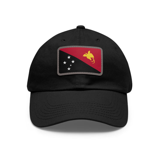 Flag Village Papua New Guinea Flag Hat Cap with Leather Patch