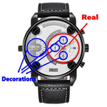 Flag Village Mens Big   Watches Fashion Leather Date Gifts Wristwatch