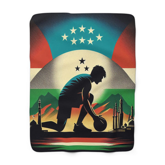 Flag Village Tajikistan Sporting Flag Sherpa Fleece Blanket TJK0001
