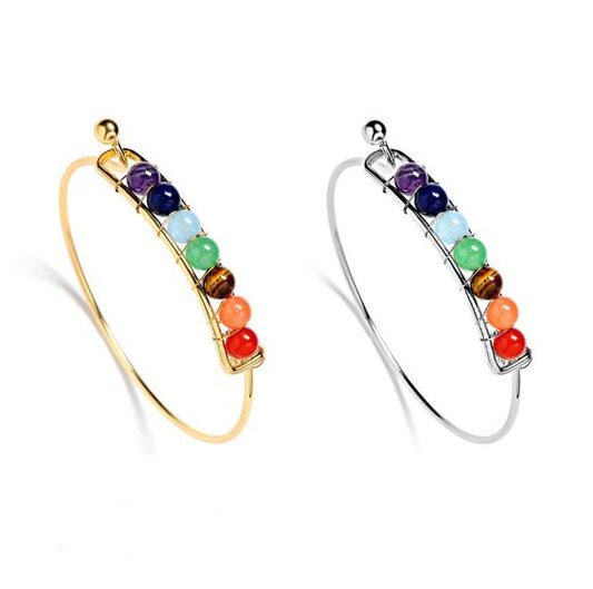Flag Village Boho charm silver bracelets natural stones beads bracelet 7 chakra healing balance bracelets bracelets jewelry gifts for women