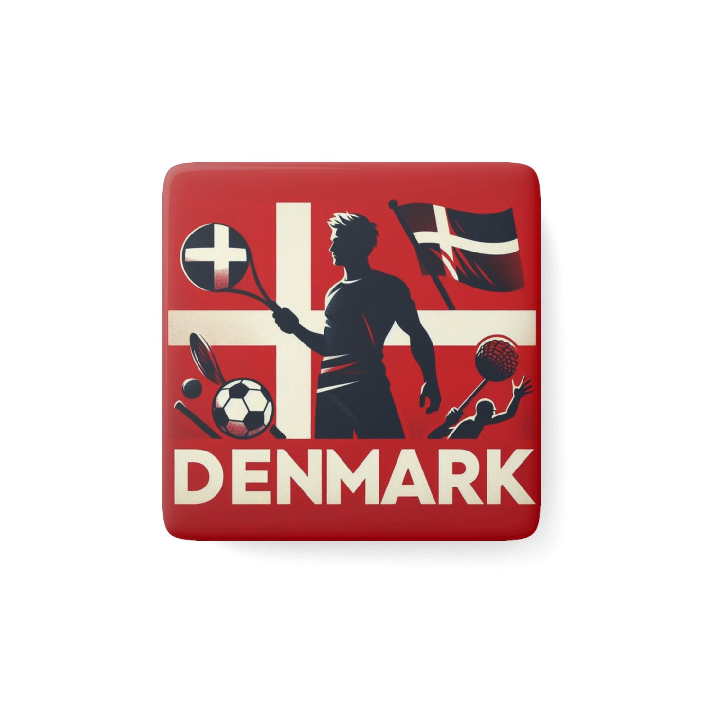 Flag Village Denmark Flag Sporting Porcelain Magnet, Square DNK0005