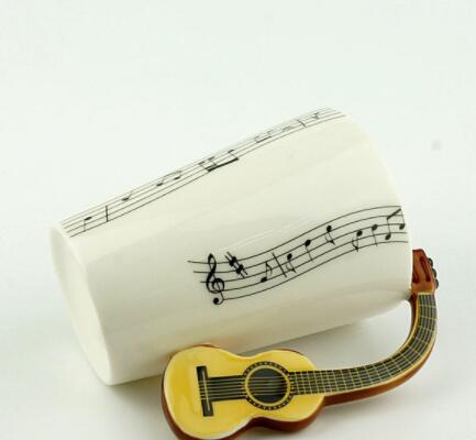 Flag Village Creative Music Violin Style Guitar Ceramic Mug Coffee Tea Milk Stave Cups With Handle Coffee Mug Novelty Gifts