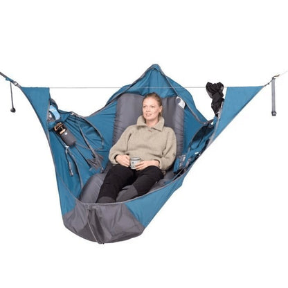 Flag Village Flat Sleep Hammock Tent With Bug Net And Suspension Kit Outdoor Camp Super Long Camping Portable Hammock