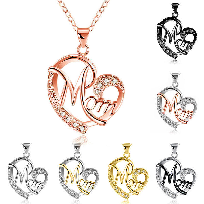 Flag Village European And American Women's Necklaces Mom Color Separation Heart-shaped Diamonds Wish Explosive Mother' Day Gifts Across The Border