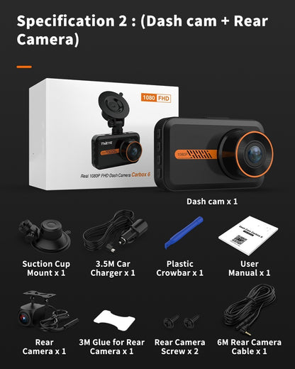 Flag Village Auto Tools Dash Cam Front And Rear Car Camera Dual Dashcam 1080P FHD