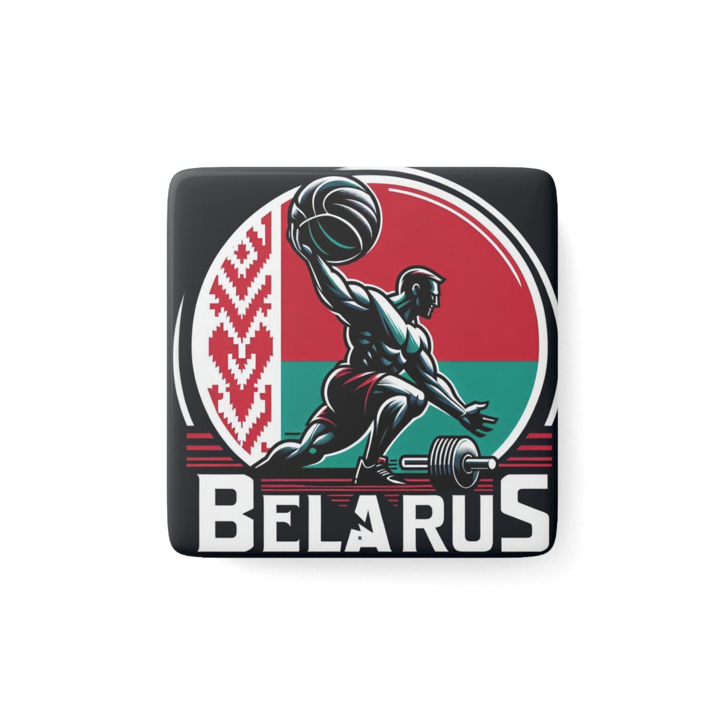 Flag Village Belarus Flag Sporting Porcelain Magnet, Square BLR0006