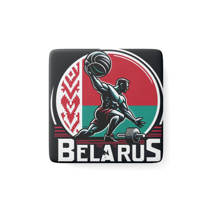 Flag Village Belarus Flag Sporting Porcelain Magnet, Square BLR0006