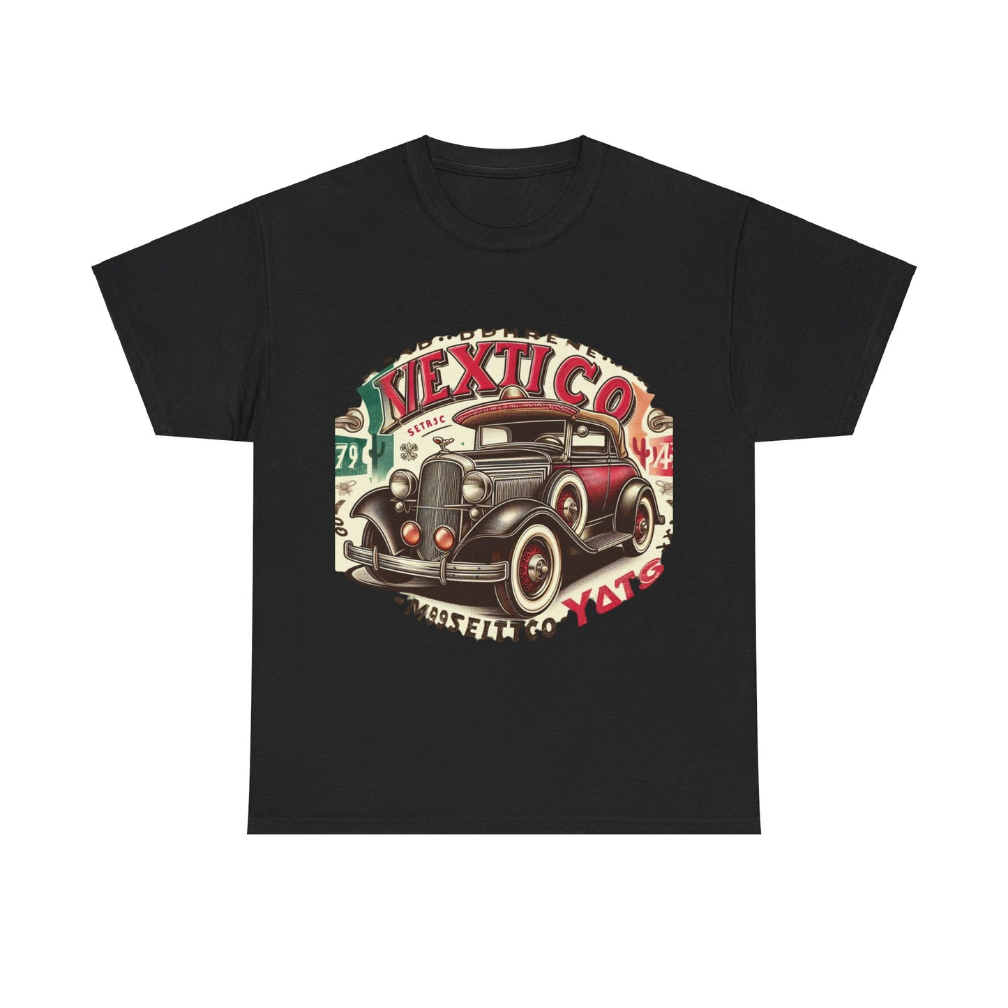 Flag Village Mexico Vintage Car Flag T-SHIRT Heavy Cotton Tee MEX0003