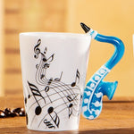 Flag Village Creative Music Violin Style Guitar Ceramic Mug Coffee Tea Milk Stave Cups With Handle Coffee Mug Novelty Gifts