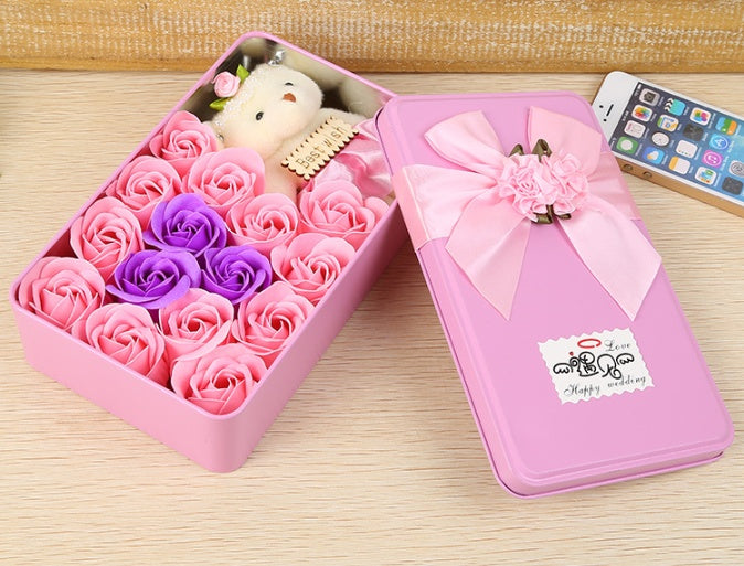 Flag Village Soap Flower Rose Soap Flower Flower Gift Box Valentine's Day Gift for Girlfriend Extra Large Square
