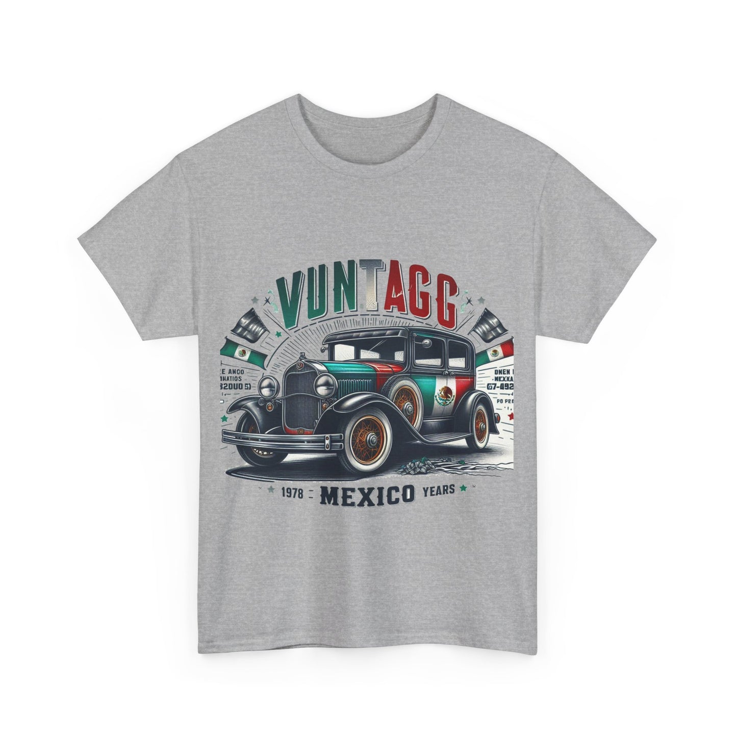 Flag Village Mexico Vintage Car Flag T-SHIRT Heavy Cotton Tee MEX0002