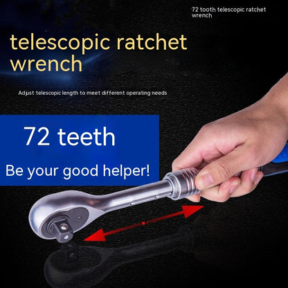 Flag Village Auto Tools Telescopic Ratchet Automatic Two-way Fast Wrench 72 Teeth Auto Repair Tools