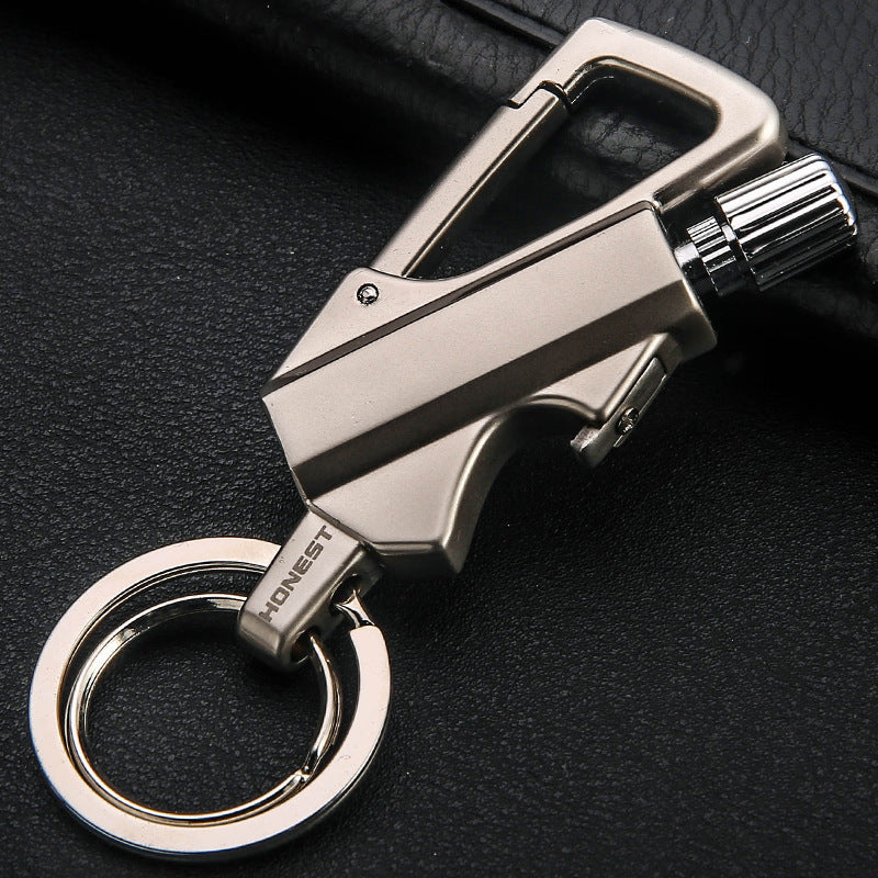 Flag Village Creative Metal Keychain Lighter Wild Fire Ten Thousand Times Use Kerosene Lighters Gifts For Men