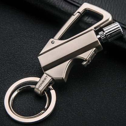 Flag Village Creative Metal Keychain Lighter Wild Fire Ten Thousand Times Use Kerosene Lighters Gifts For Men