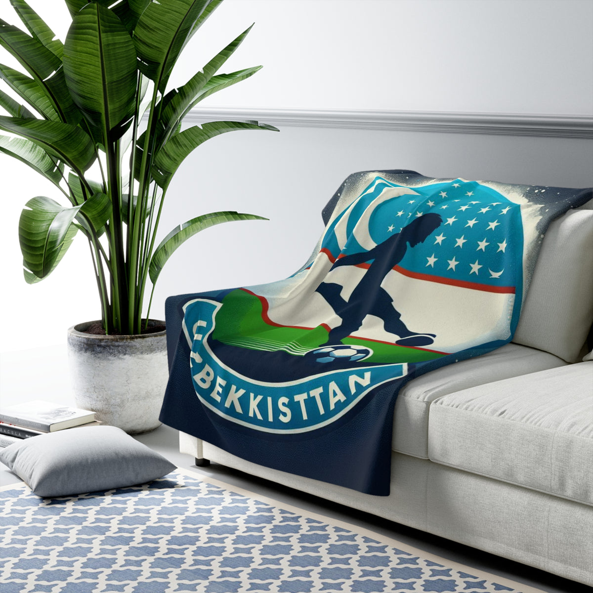 Flag Village Uzbekistan Sporting Flag Sherpa Fleece Blanket UZB0001
