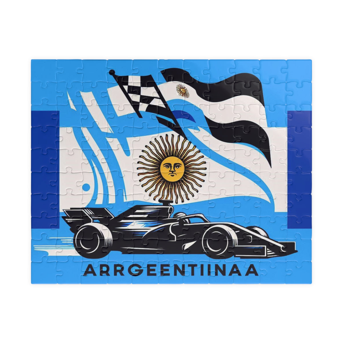 Flag Village Argentina Racing Car Jigsaw Puzzle