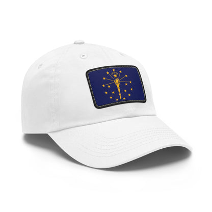 Flag Village USA Indiana State Flag Hat Cap with Leather Patch