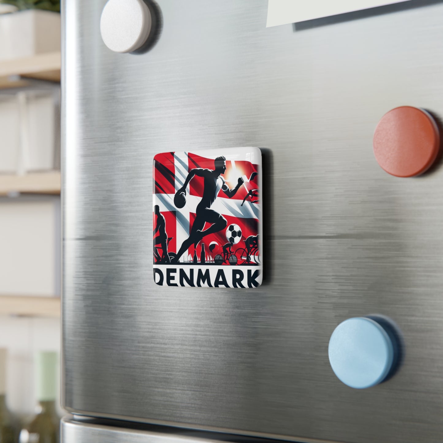 Flag Village Denmark Flag Sporting Porcelain Magnet, Square DNK0004