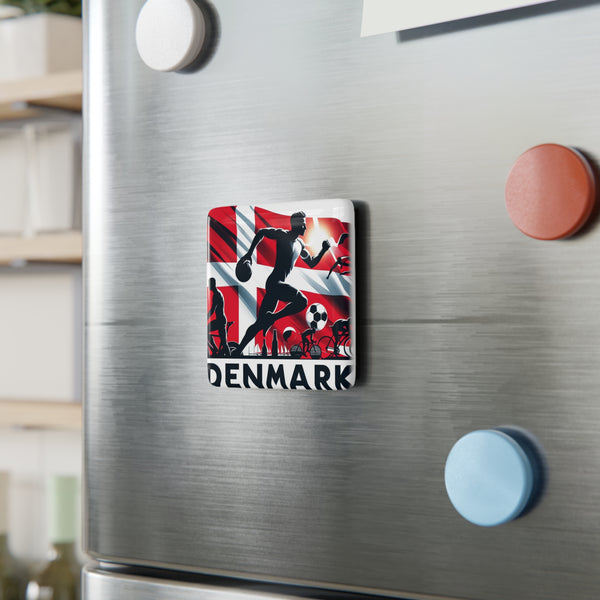 Flag Village Denmark Flag Sporting Porcelain Magnet, Square DNK0004