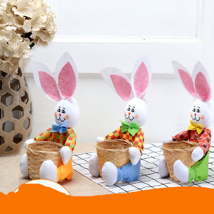 Flag Village Cute Bunny Basket Easter Eggs Candy Gift Box Storage Rabbit Bag Party Decoration Home Decoration Accessories Easter Decor
