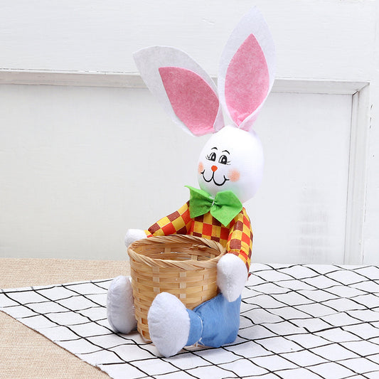 Flag Village Cute Bunny Basket Easter Eggs Candy Gift Box Storage Rabbit Bag Party Decoration Home Decoration Accessories Easter Decor