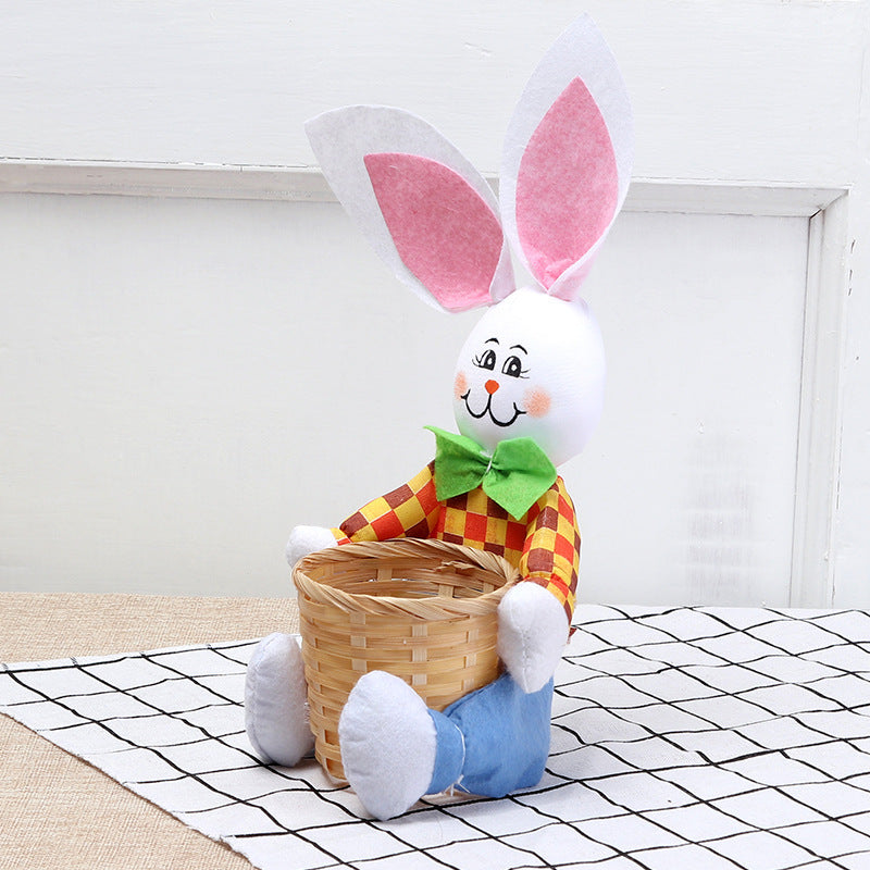 Flag Village Cute Bunny Basket Easter Eggs Candy Gift Box Storage Rabbit Bag Party Decoration Home Decoration Accessories Easter Decor